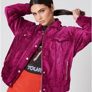 Free People Velvet Trucker Jacket Size XS oversize